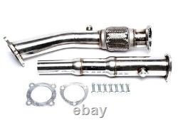 For Audi Polished Stainless Exhaust Muffler 3 De-Cat Downpipe A3 8L TT 8N 1.8T