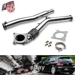 For VW Polished Stainless Muffler Exhaust Decat Down Pipe Golf GTI 2.0T Octavia