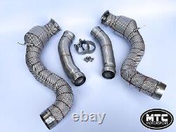 Mercedes C63 C63s Downpipes With 200 Cell Hi-flow Sports Cats & Heat Shield 14