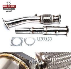 Polished Stainless Exhaust Muffler 3 De-Cat Downpipe For Audi A3 8L TT 8N 1.8T