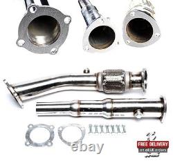 Polished Stainless Exhaust Muffler De-Cat Down Pipe For Leon Toledo Octavia 1.8T